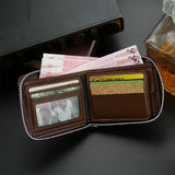 Real Cowhide Men Wallet Short Wallet Business Zipper