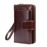 Vintage Leather Men Wallet Long Clutch Phone Pocket Man Purse