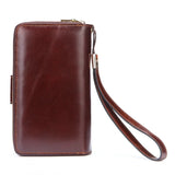 Vintage Leather Men Wallet Long Clutch Phone Pocket Man Purse