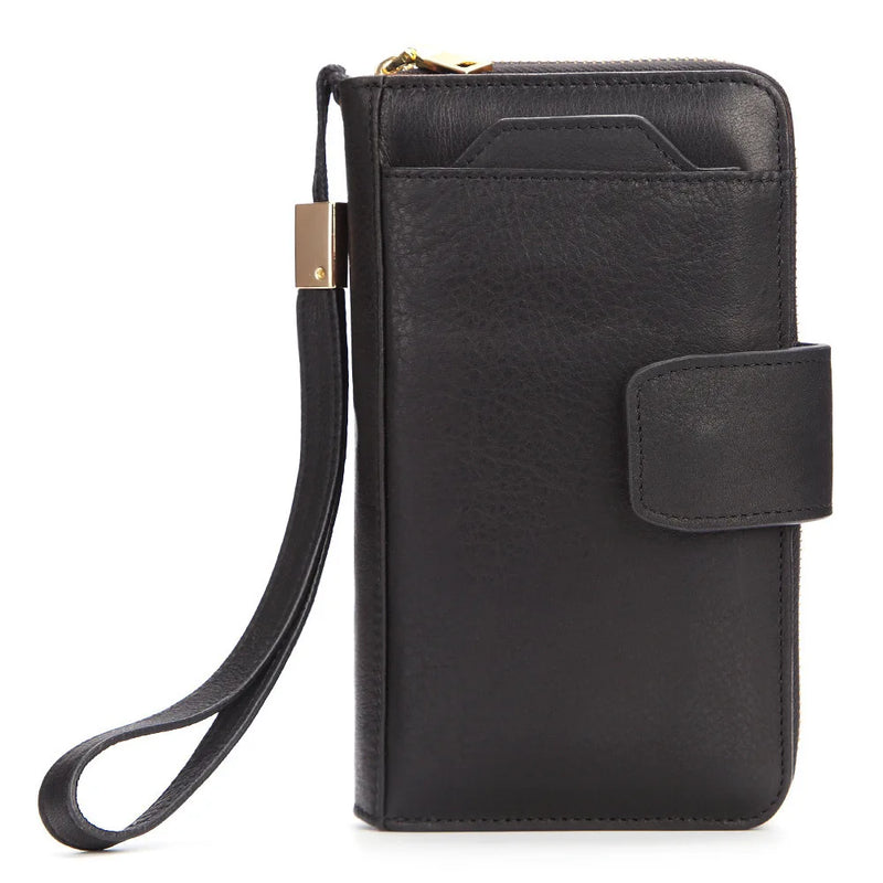 Vintage Leather Men Wallet Long Clutch Phone Pocket Man Purse