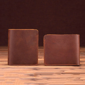 Vintage Short Men Wallet Top Cow Leather Purse