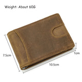 Slim Crazy Horse Leather Money Clip Wallet