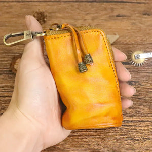 Leather Men's Key Bag Retro Waist Bag Minimalist Bucket Bags