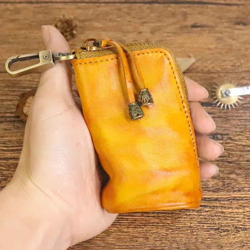 Leather Men's Key Bag Retro Waist Bag Minimalist Bucket Bags