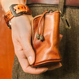 Leather Men's Key Bag Retro Waist Bag Minimalist Bucket Bags
