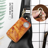 Leather Men's Key Wallet Vintage Smart Key Holder Housekeeper Key Cover Keychain