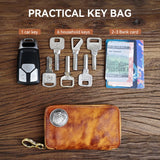 Leather Men's Key Wallet Vintage Smart Key Holder Housekeeper Key Cover Keychain