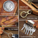 Leather Men's Key Wallet Vintage Smart Key Holder Housekeeper Key Cover Keychain