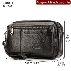 Leather Men's Long Clutch Wallet Oil Wax Cowhide Purse