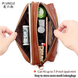 Leather Men's Long Clutch Wallet Oil Wax Cowhide Purse