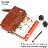 Leather Men's Long Clutch Wallet Oil Wax Cowhide Purse