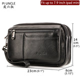 Leather Men's Long Clutch Wallet Oil Wax Cowhide Purse
