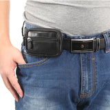 Men's Mini Belt Bag Cowhide Waist Fanny Pack