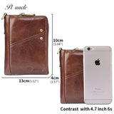 Men's Thin Leather Wallet High Oil Wax Cowhide Short Zipper Cards Purse