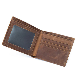 Solid Leather Men's Wallet Large Capacity Short Money Bag