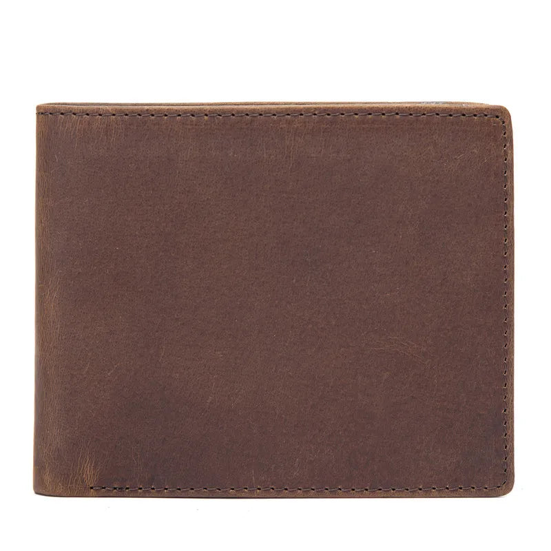 Solid Leather Men's Wallet Large Capacity Short Money Bag