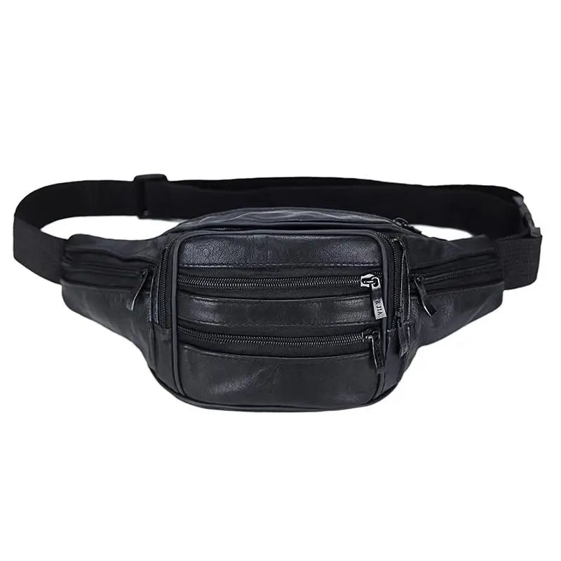 Leather Mens Fanny Pack Waist Bags Holographic Waist Purse Banana Bag
