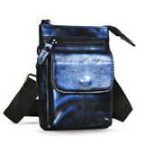 Leather Small Messenger Shoulder Bag for Men and Women