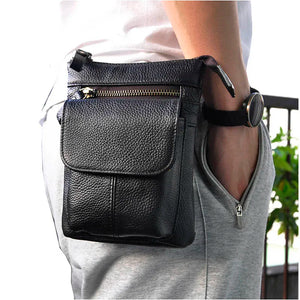 Leather Small Messenger Shoulder Bag for Men and Women