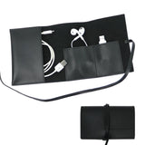 Leather Organizer Bag Travel Cable Storage Roll
