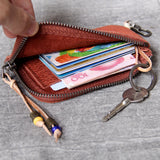 Vintage Lady Wallet Multi-function Document Bag Top Layer Cow Leather