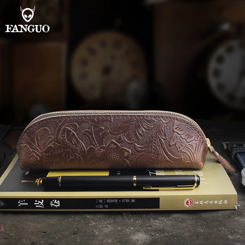 Leather Pencil Case High Capacity Pen Bags Letter Pencil Bags Gift