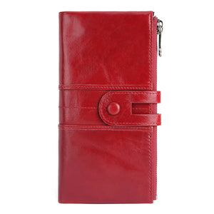 RFID Leather Purse Women Zipper Wallet Long Ladies Clutches