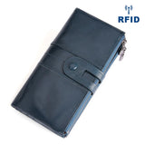 RFID Leather Purse Women Zipper Wallet Long Ladies Clutches
