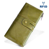 RFID Leather Purse Women Zipper Wallet Long Ladies Clutches