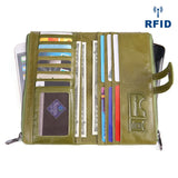 RFID Leather Purse Women Zipper Wallet Long Ladies Clutches