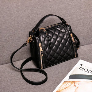 Leather Rhombus Handbags Wild Crossbody Handbag Large Capacity Bucket Bag