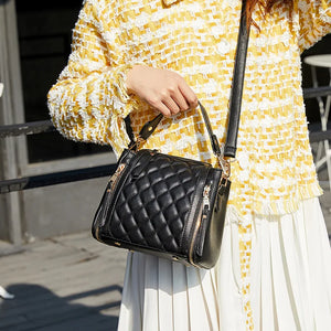 Leather Rhombus Handbags Wild Crossbody Handbag Large Capacity Bucket Bag