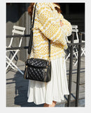 Leather Rhombus Handbags Wild Crossbody Handbag Large Capacity Bucket Bag