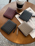 Leather Sheepskin Weave Purse Wallets
