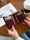 Leather Sheepskin Weave Purse Wallets