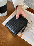 Leather Sheepskin Weave Purse Wallets