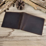 RFID Leather Short Wallet Men's Purse Crazy Horse Cowhide