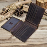 RFID Leather Short Wallet Men's Purse Crazy Horse Cowhide