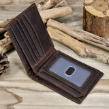 RFID Leather Short Wallet Men's Purse Crazy Horse Cowhide