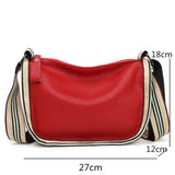 Leather Tote Bag Cowhide Women's Handbag Shoulder Bag with Wide Strap