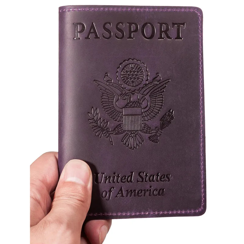 Vintage Cow Leather Passport Holder Case For Men & Women