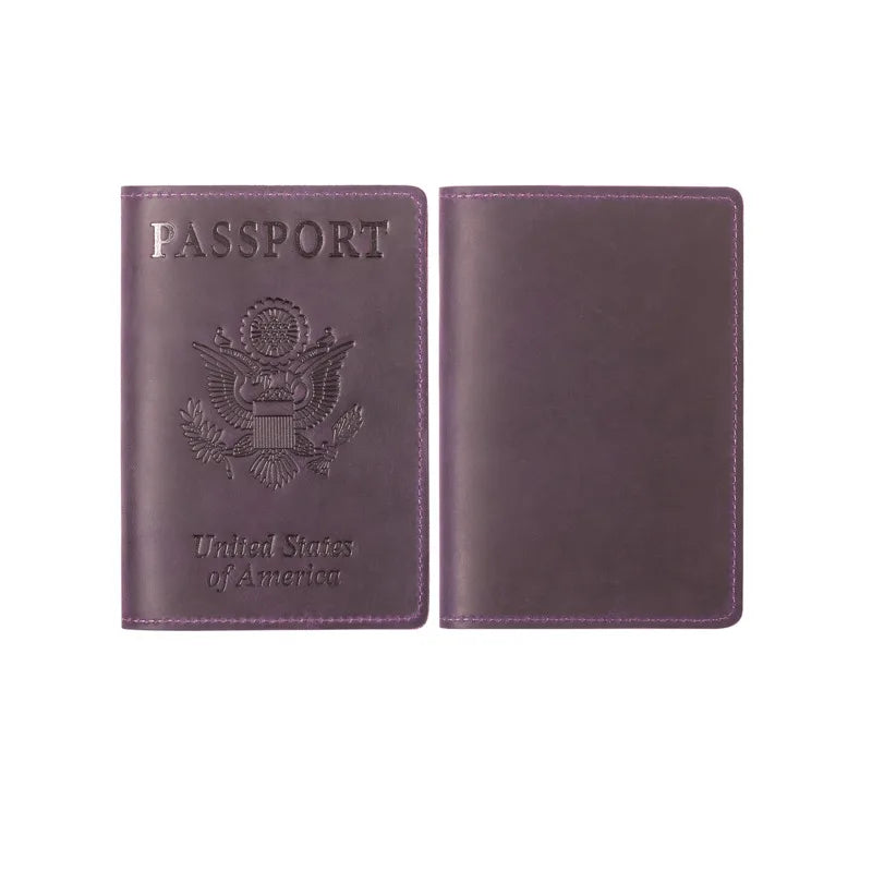 Vintage Cow Leather Passport Holder Case For Men & Women