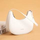 Leather Underarm Women Shoulder Bag Crossbody Bag Cowhide Half Moon Handbags