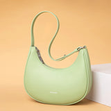 Leather Underarm Women Shoulder Bag Crossbody Bag Cowhide Half Moon Handbags
