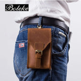 Crazy Horse Leather Waist Bag Phone Pouch Fanny Pack