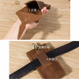 Crazy Horse Leather Waist Bag Phone Pouch Fanny Pack