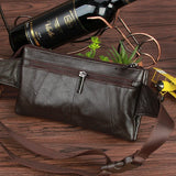 Men's Leather Waist Bag Fanny Pack Cowhide Phone Pouch Sling Pillow