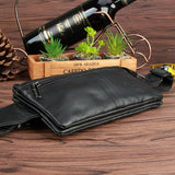 Men's Leather Waist Bag Fanny Pack Cowhide Phone Pouch Sling Pillow