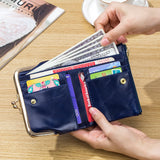 Leather Wallet Retro Short Purse European American Style Multi-funct