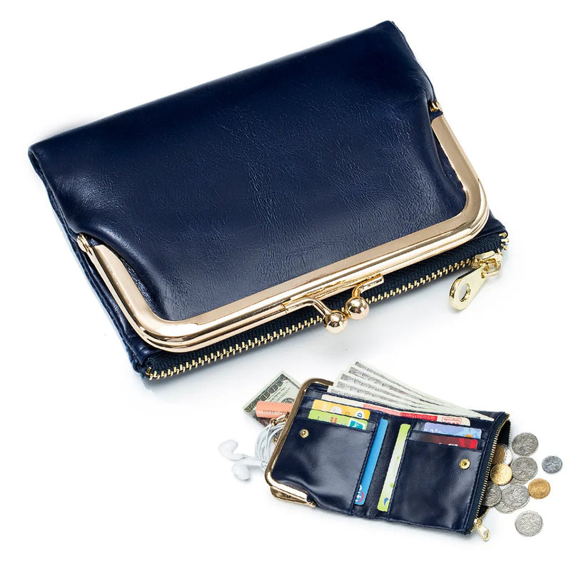 Leather Wallet Retro Short Purse European American Style Multi-funct